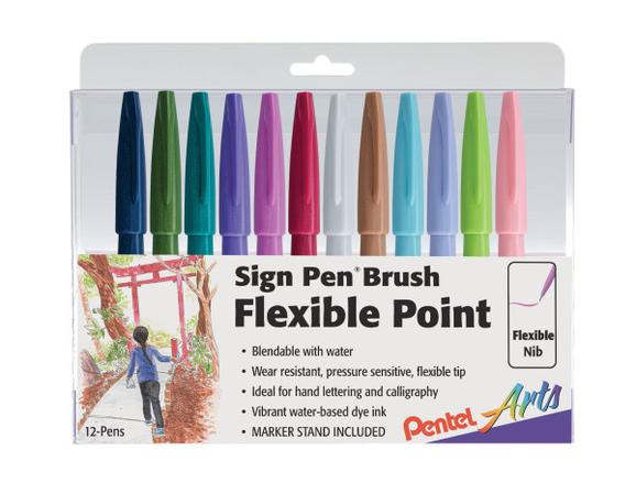 Paquete de 12 plumones brush sign pen . Colores nuevos con punta ultraflexible adecuados para caligrafia